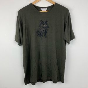 Vintage Olsen Collection size 10 Women’s Green Tiger Embroidered T-shirt